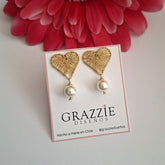 Aros Corazón Perla Colgante