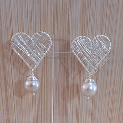 Aros Corazón Perla Colgante