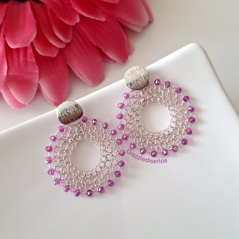 Aros Crochet Magenta