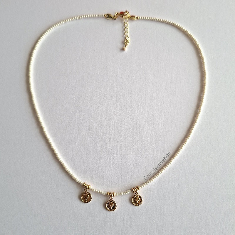 Collar Gargantilla Blanco Perlado