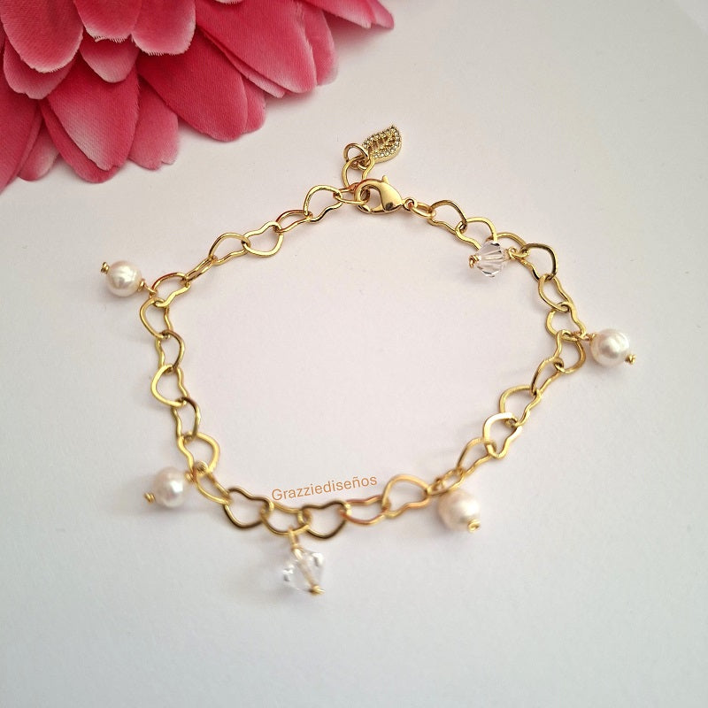 Pulsera Cadena Corazones