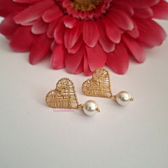 Aros Corazón Perla Colgante