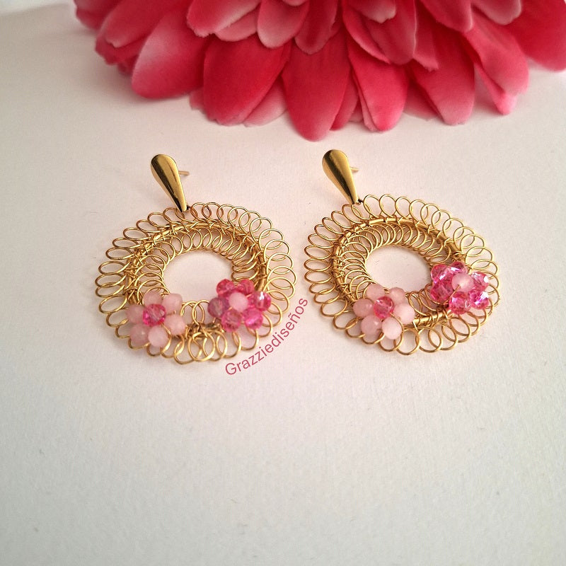 Aros Roseta Con Flores