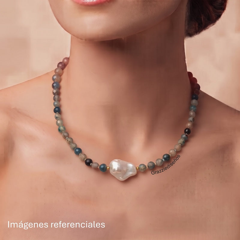 Collar Agatas Perla Barroca